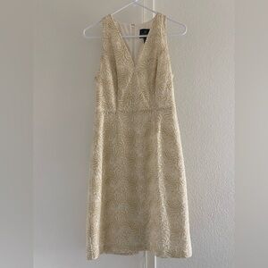 Adrianna Papell Ivory and Gold Swirl Midi Dress